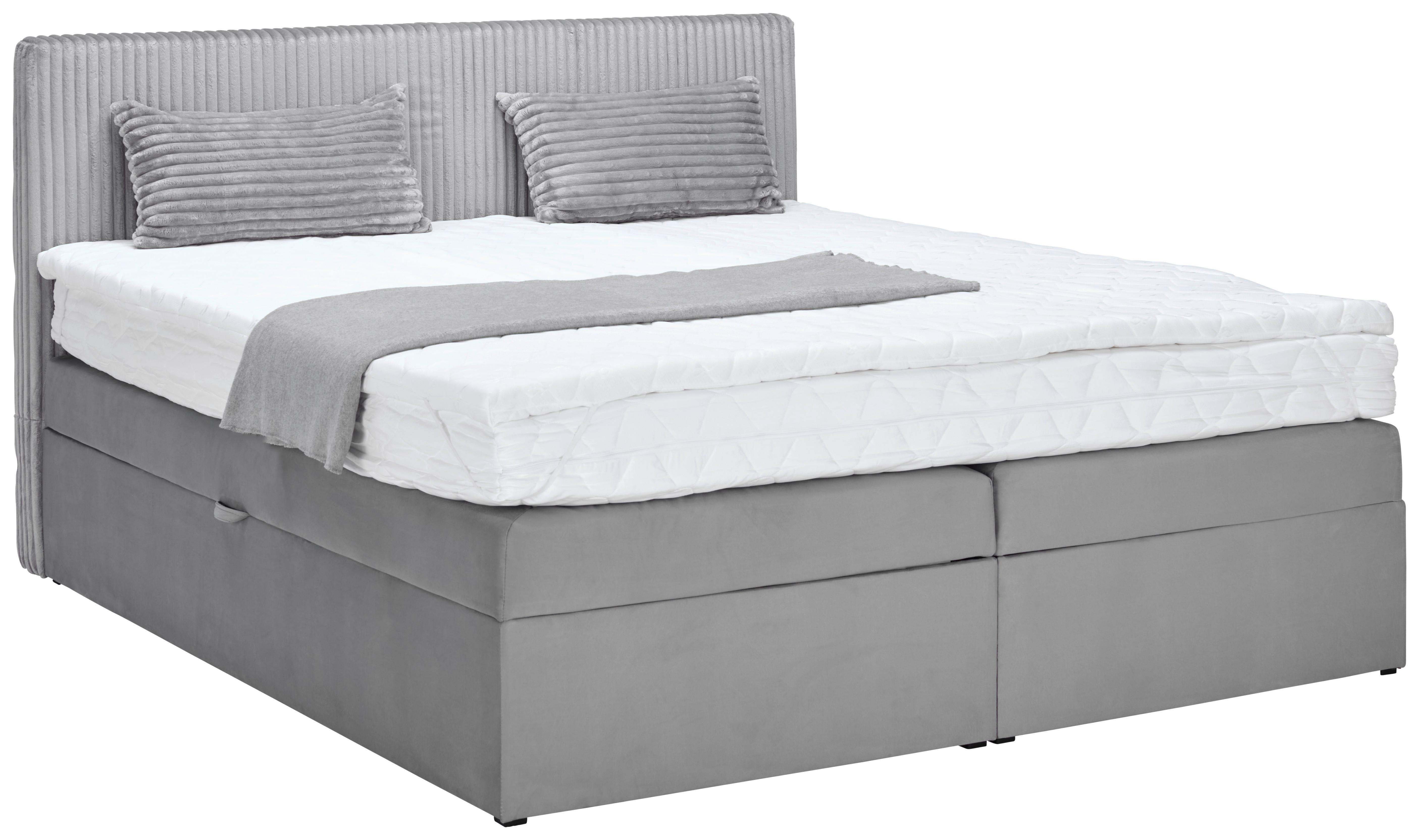 Boxspring Krevet Rossa - svijetlo siva/crna, Modern, drvni materijal/tekstil (180/200cm)