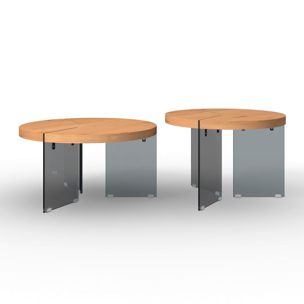 Couchtisch Moreno 2er Set Eichefarben/ Grau - Eichefarben/Dunkelgrau, MODERN, Glas/Holzwerkstoff (80/42,5cm) - Bessagi Home
