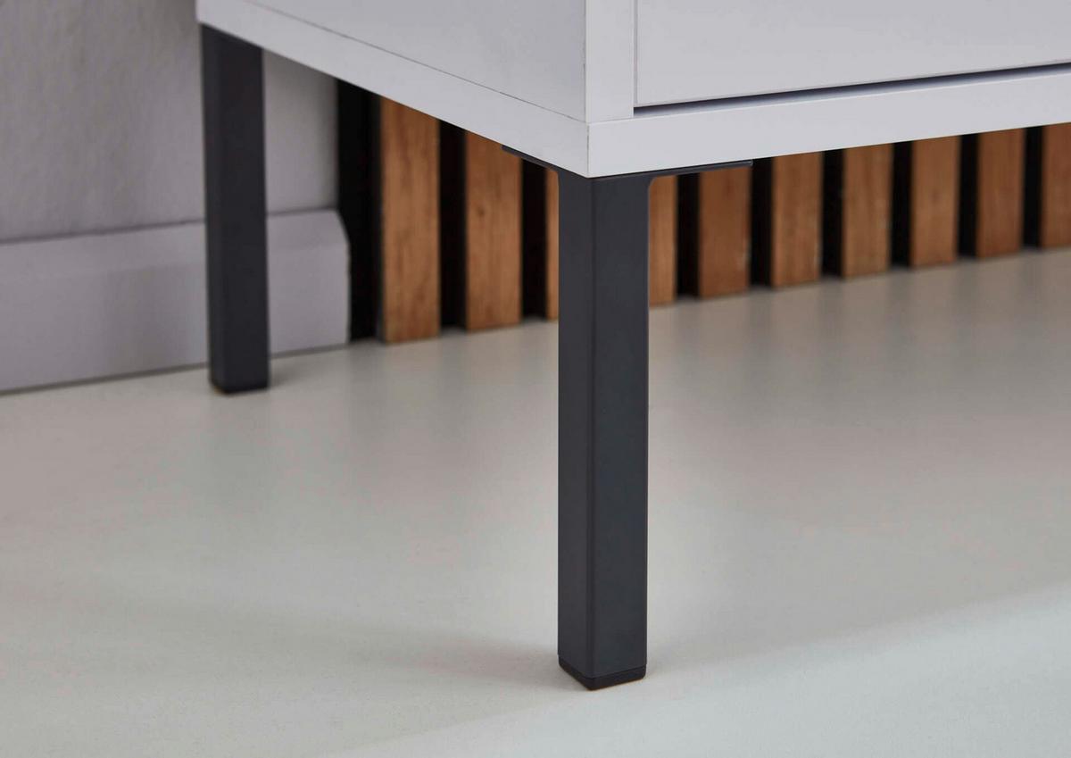 Sideboard Mailand Set 5 Weiß - Weiß Hochglanz/Anthrazit, MODERN, Holzwerkstoff/Metall (237/86/33cm) - MID.YOU