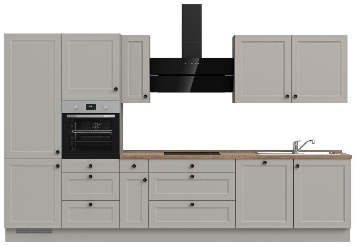 Küchenblock Cascada High m. Geräten Grau - Eiche dunkel/Schwarz, MODERN, Holzwerkstoff/Metall (360cm) - Nobilia