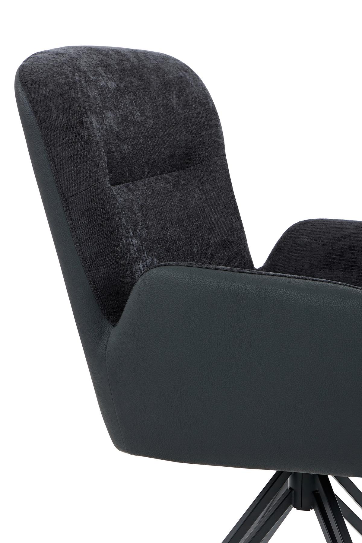 ARMLEHNSTUHL-SET MILAZZO S 2ER-SET - Schwarz, MODERN, Textil/Metall (57/91/67,5cm) - MID.YOU