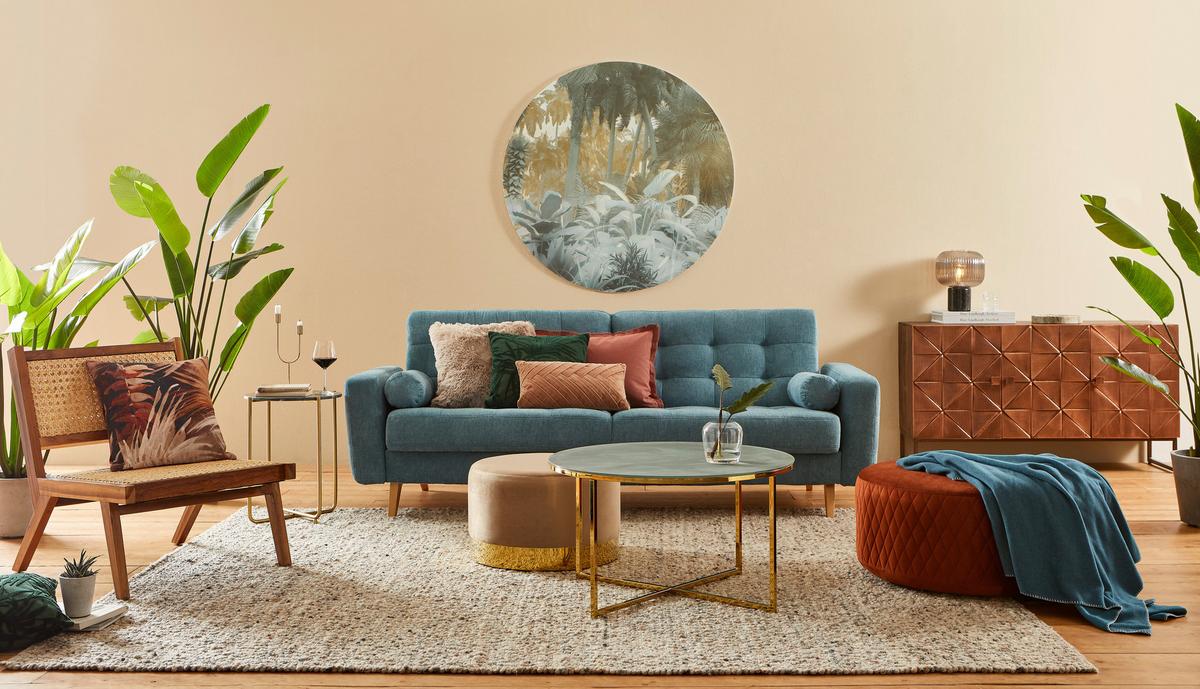 HOKER PURO XL   -AMBIA HOME- - kolor złoty/jasnobrązowy, Lifestyle, metal/tkanina (55/55/35cm) - Ambia Home