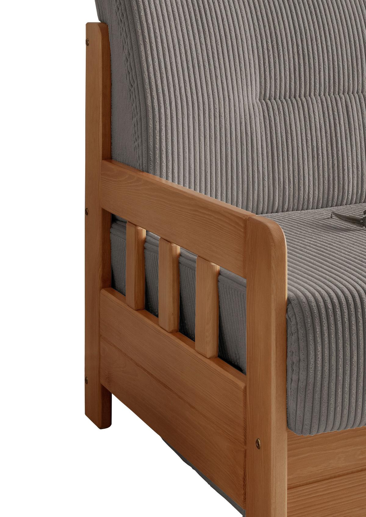 Schlafsofa Camino Holzkorpus Kiefer/Graubraun - Graubraun/Kieferfarben, MODERN, Holz/Textil (154/88/90cm) - Livetastic