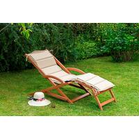 Bäderliege Copa Cabana klappbar Echtholz/Grün/Beige - Eukalyptusholzfarben/Beige, KONVENTIONELL, Holz/Textil (69/69/158cm) - Gardenson