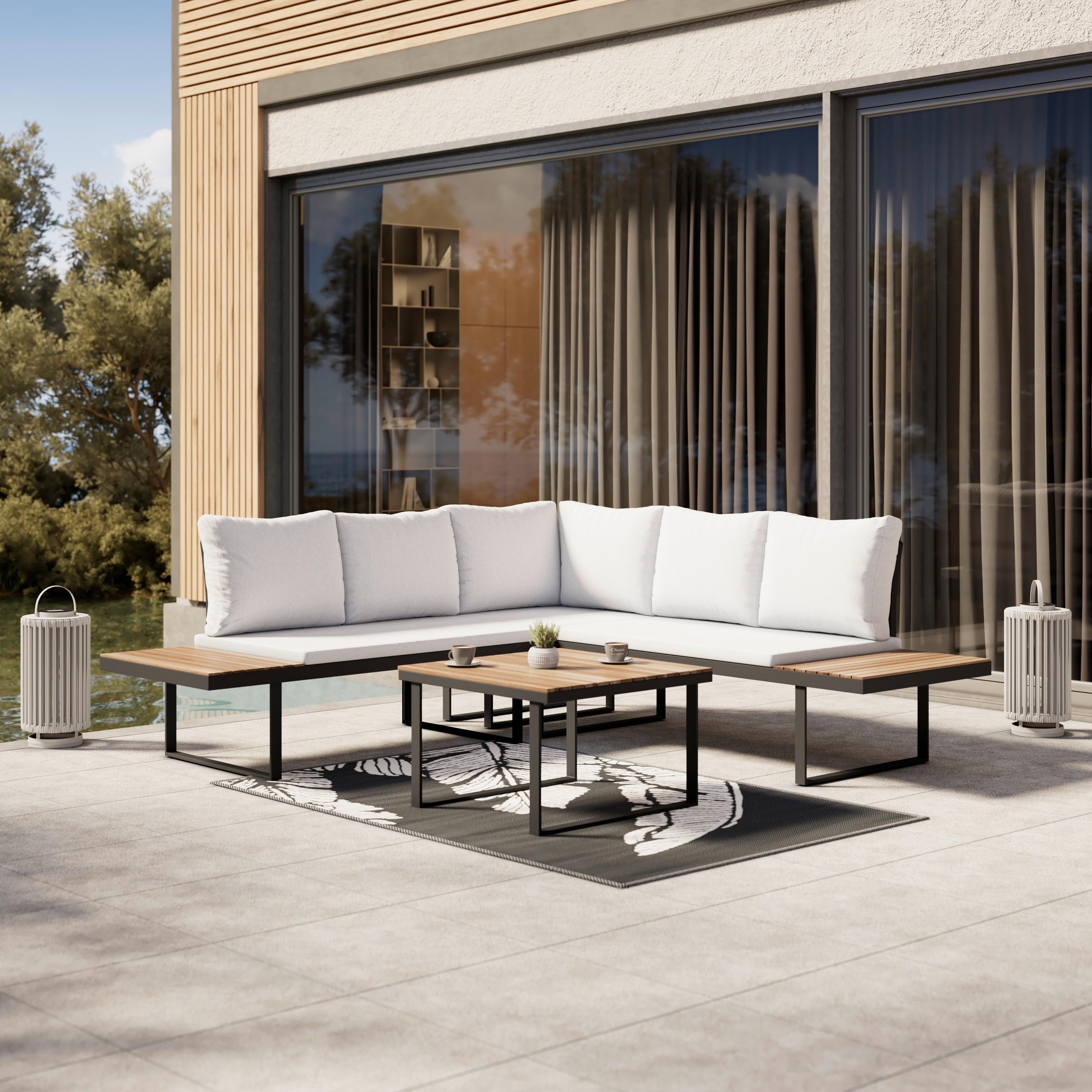 Lounge Garnitura Elia, Siva, 4-Delno - siva/barve akacije, Moderno, kovina/tekstil (172,5/75/64cm) - Bessagi Garden