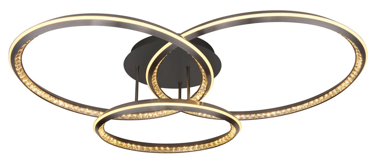 Led Stropna Svjetiljka Alaina - siva/prozirno, Design, metal/plastika (109,5/80,5/20,5cm) - Globo