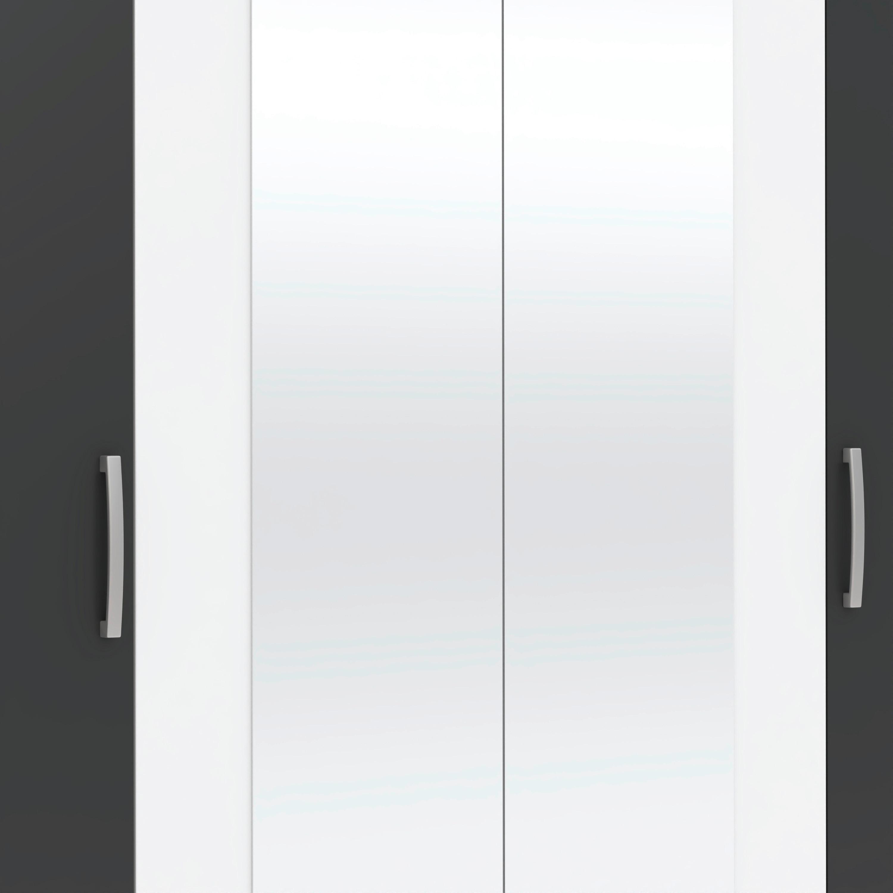GARDEROB MED GÅNGJÄRNSDÖRRAR JAN -EXKLUSIV- - vit/kromfärg, Klassisk, trämaterial/glas (180/210/52cm) - Mömax