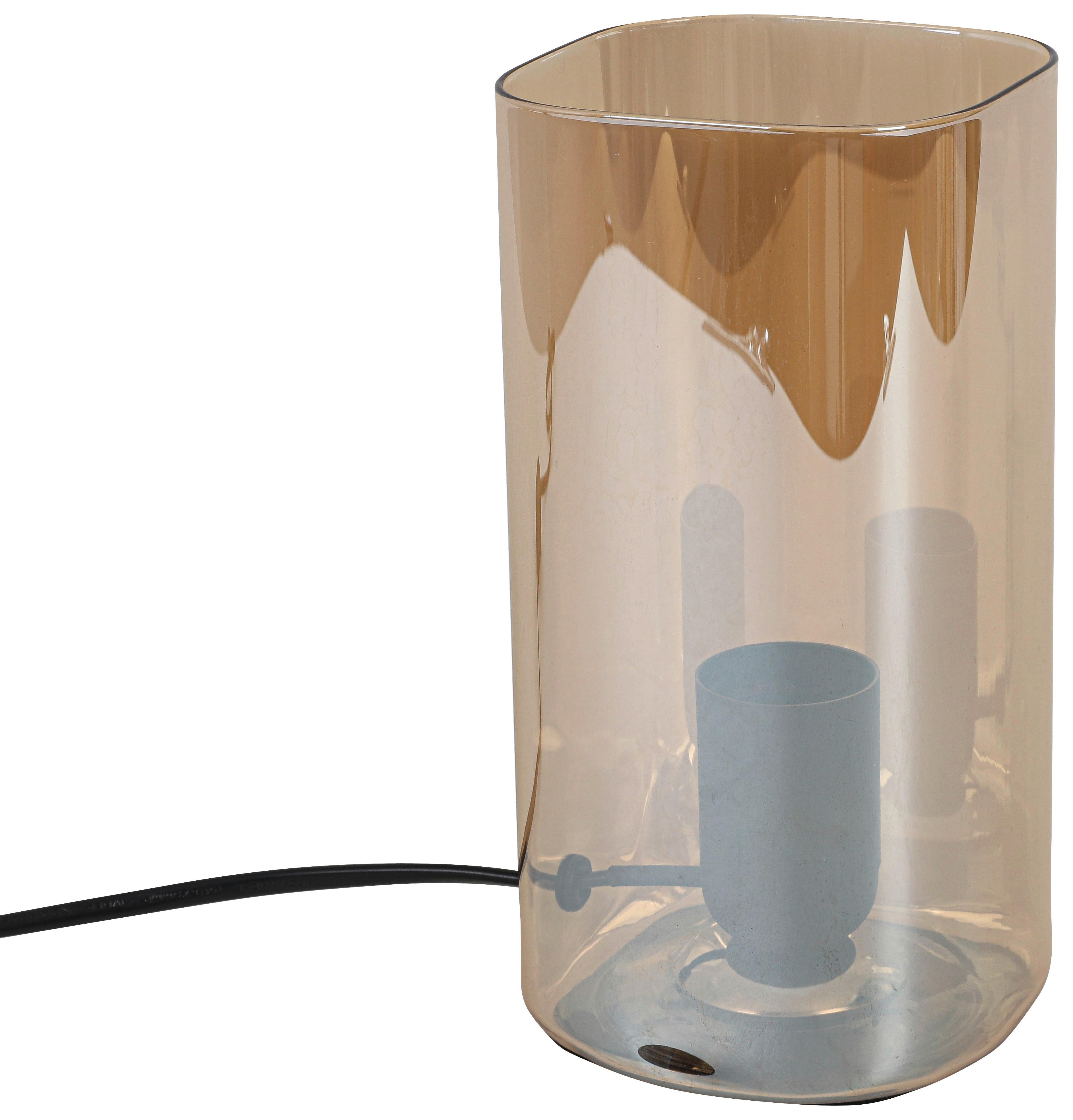 BORDSLAMPA AMBER - bärnstensfärgad/svart, Modern, glas/plast (10/10/20cm) - Mömax