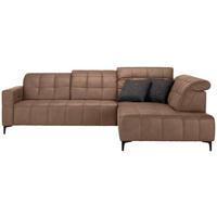 Ecksofa Panama rechts Terracotta - Terracotta/Schwarz, KONVENTIONELL, Textil/Metall (304/89-102/216cm) - Premium Living