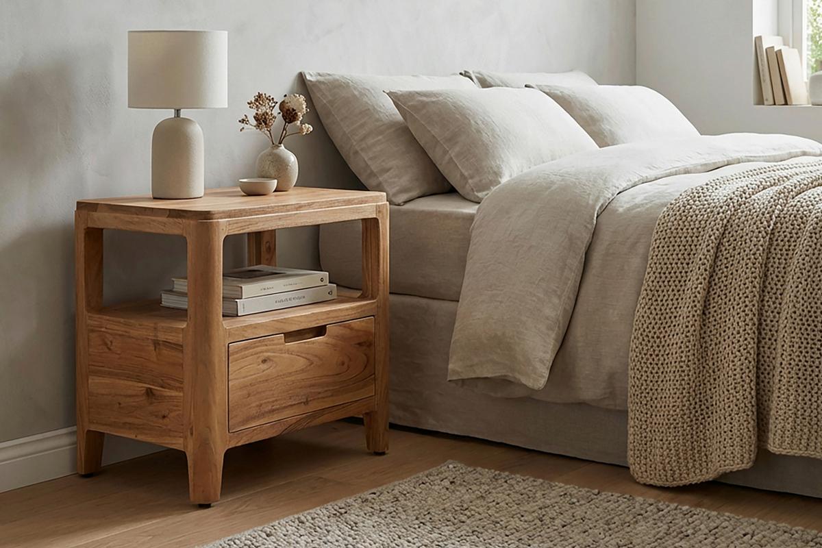 Nachttisch Wl7.583 - Akaziefarben, Design, Holz (45/35/46cm) - Livetastic