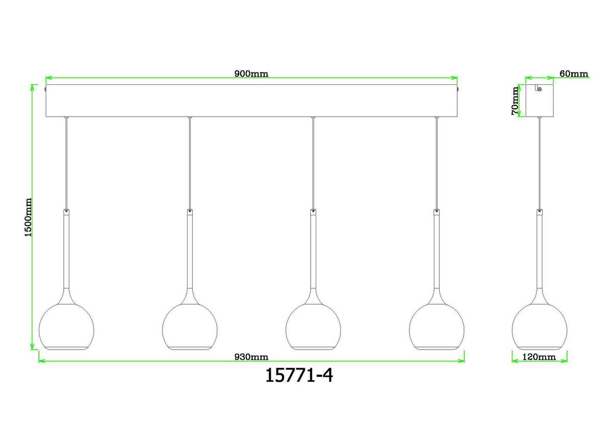Led-hängeleuchte 15771-4 Donovan - Weiss/Goldfarben, Design, Kunststoff/Metall (93/12/150cm) - Globo