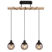 Hängeleuchte Richard Naturfarben max. 25 Watt - Klar/Schwarz, Natur, Glas/Holz (78/15/120cm) - Globo