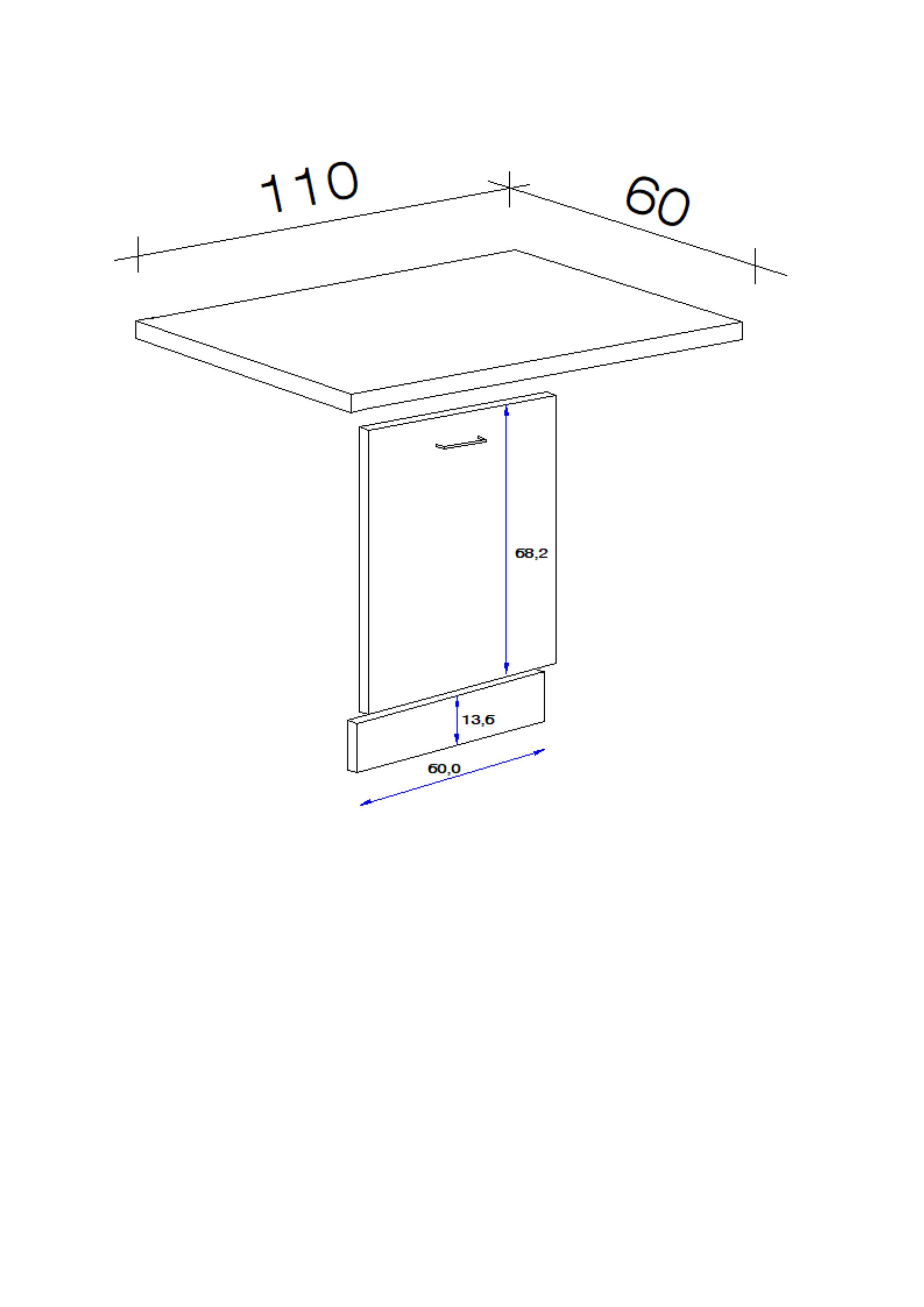 Geschirrspülerblende Anthrazit/Eiche - MODERN (110/60cm) - FlexWell