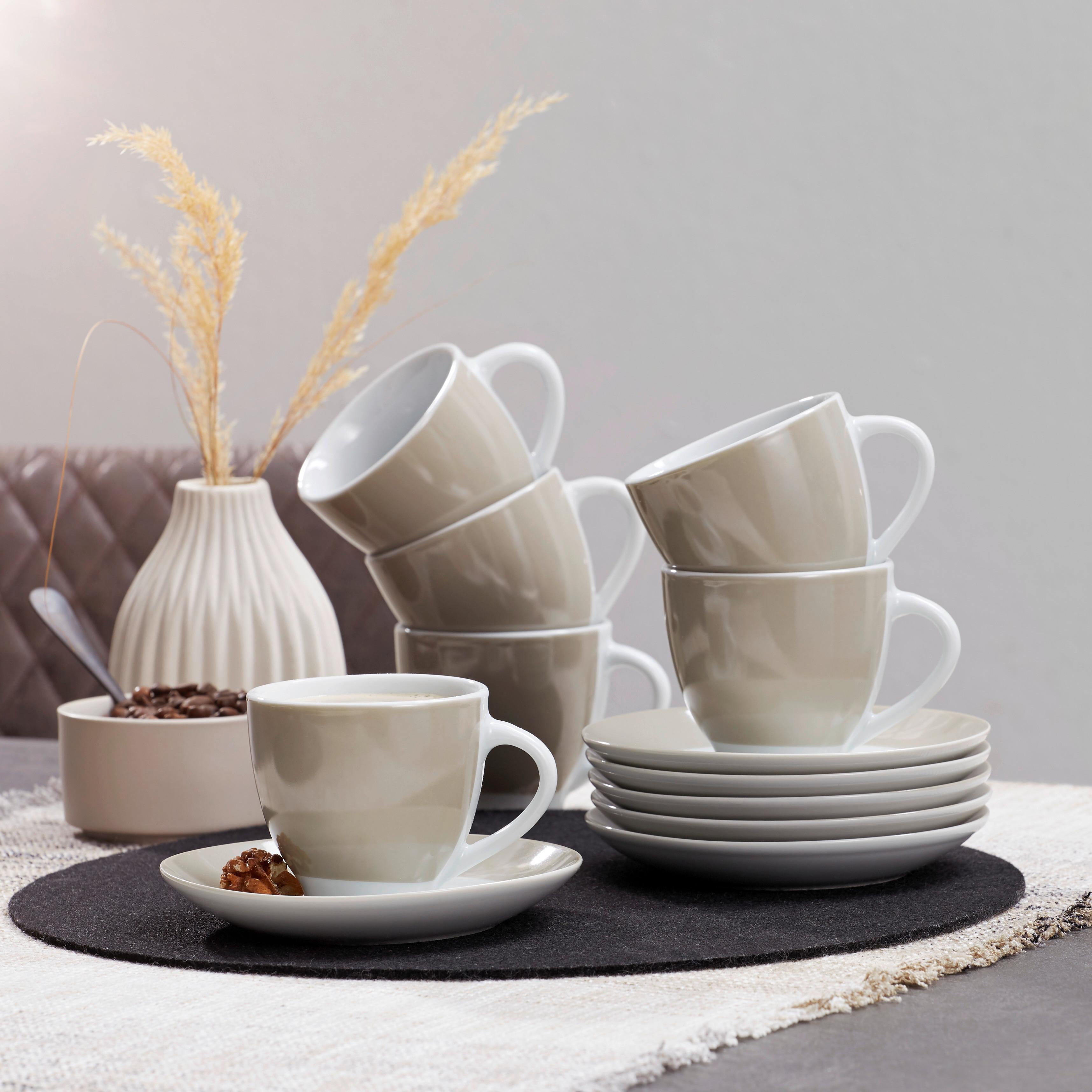 KOMPLET SPODKÓW VARIO - biały/taupe, Basics, ceramika (14,5cm) - Van Well