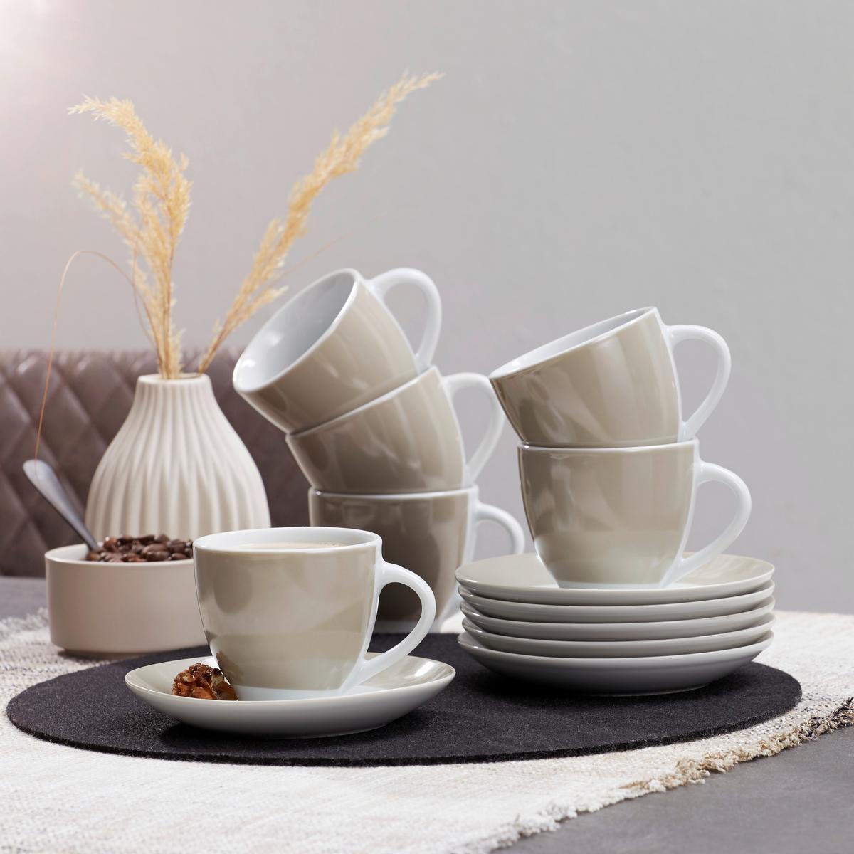 KOMPLET SPODKÓW VARIO - biały/taupe, Basics, ceramika (14,5cm) - Van Well
