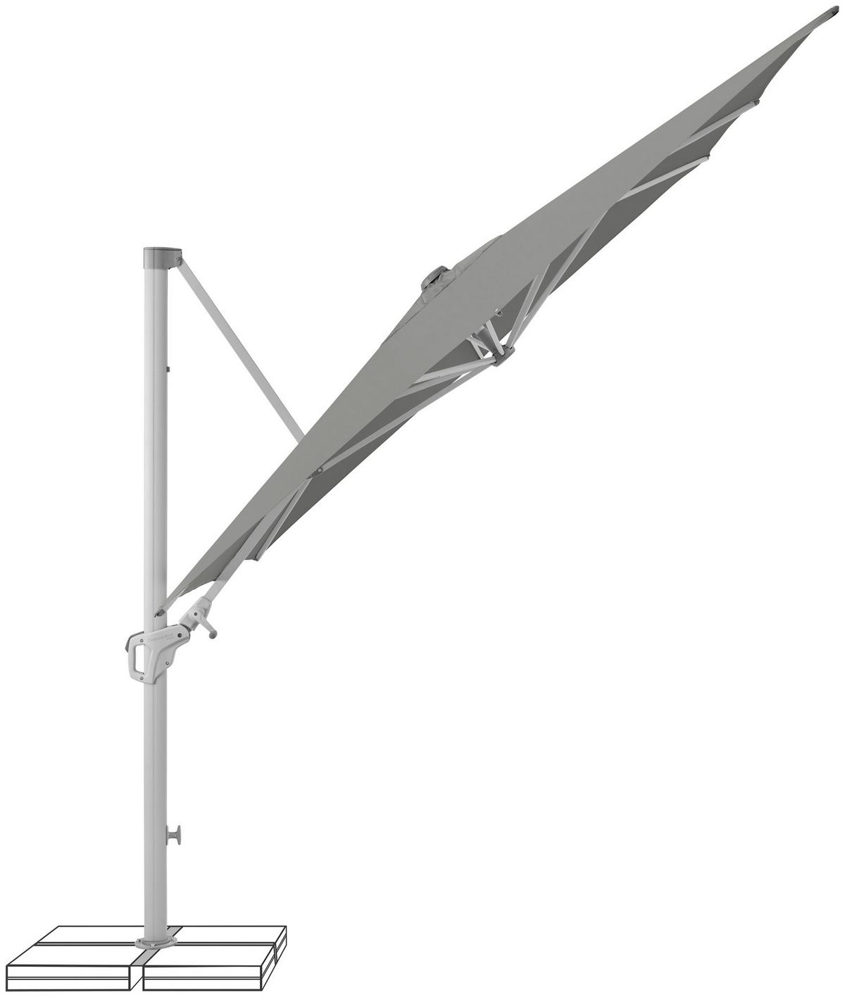 Ampelschirm Familyflex Silberfarben/Dunkelgrau - Dunkelgrau/Silberfarben, Basics, Metall (250/250cm) - Suncomfort by Glatz