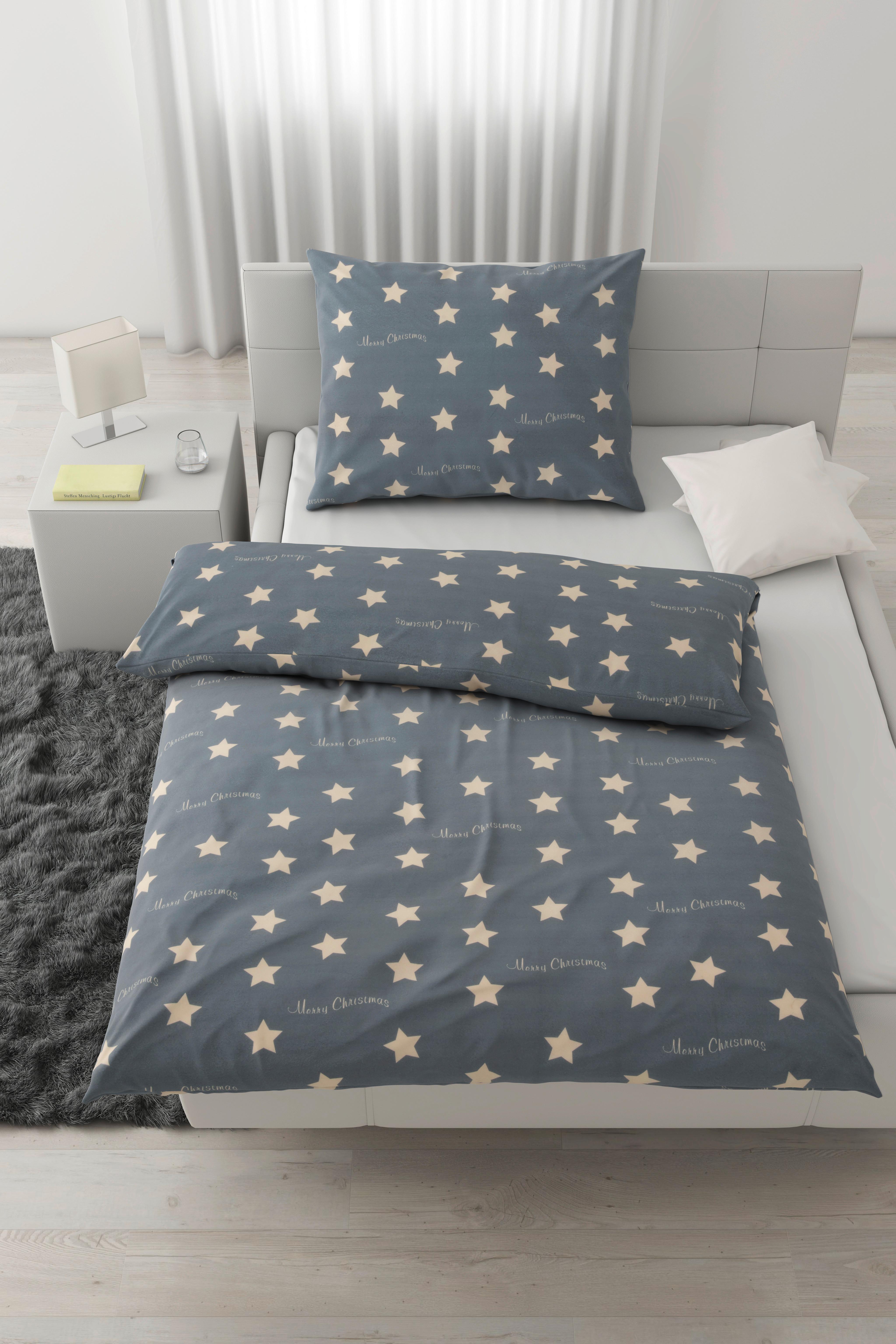 Bettwäsche Stars Grau ca. 140x200cm - Grau, KONVENTIONELL, Textil (140/200cm) - Modern Living