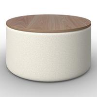 Couchtisch Elliot Weiß Bouclé mit Stauraum rund - Naturfarben/Weiß, MODERN, Holz/Holzwerkstoff (70/70/35cm) - Bessagi Home