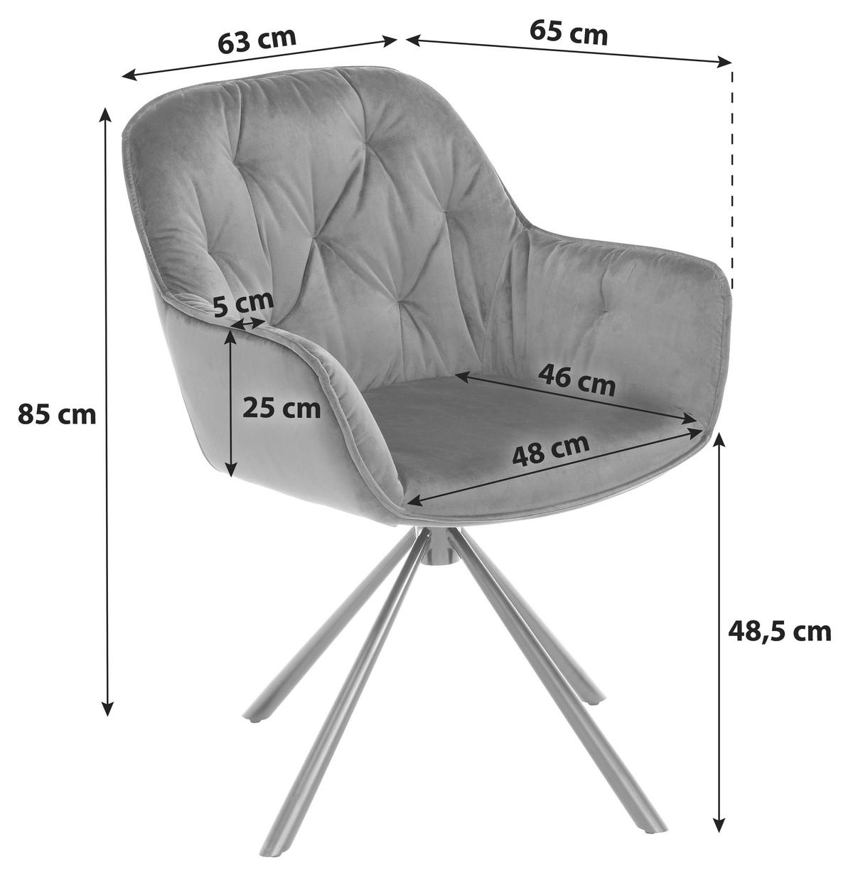 Stol Silvi, Črna, Žamet, Vrtljiv - črna, Moderno, kovina/tekstil (63/85/65cm)
