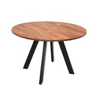 Esstisch Tara Akazie Echtholz rund D: ca. 120 cm - Schwarz/Akaziefarben, MODERN, Holz/Metall (120/120/76cm) - MID.YOU