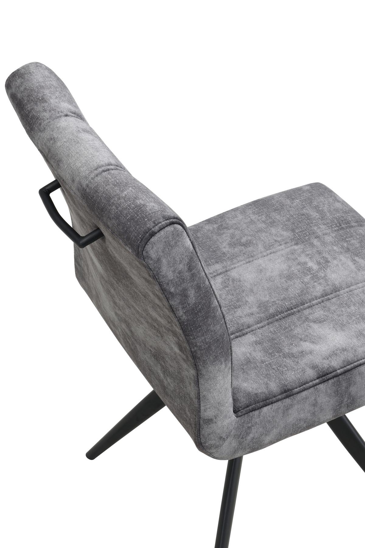 STUHL-SET PORTO S 4ER-SET - Anthrazit/Schwarz, MODERN, Textil/Metall (44/89/67cm) - P & B