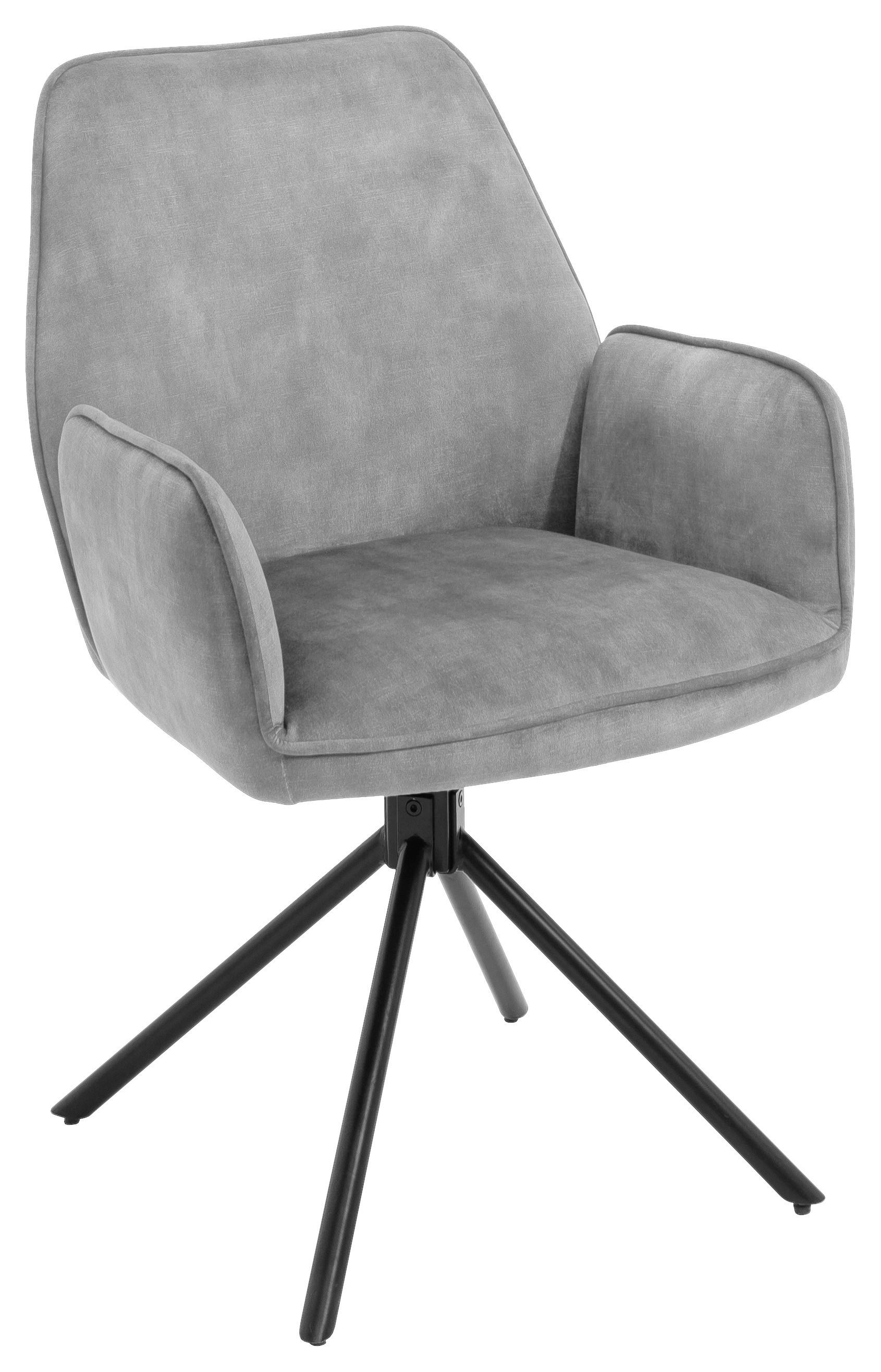 Armlehnstuhl Ottawa Grau/Schwarz - Schwarz/Grau, Modern, Textil/Metall (60/89/64cm) - Premium Living