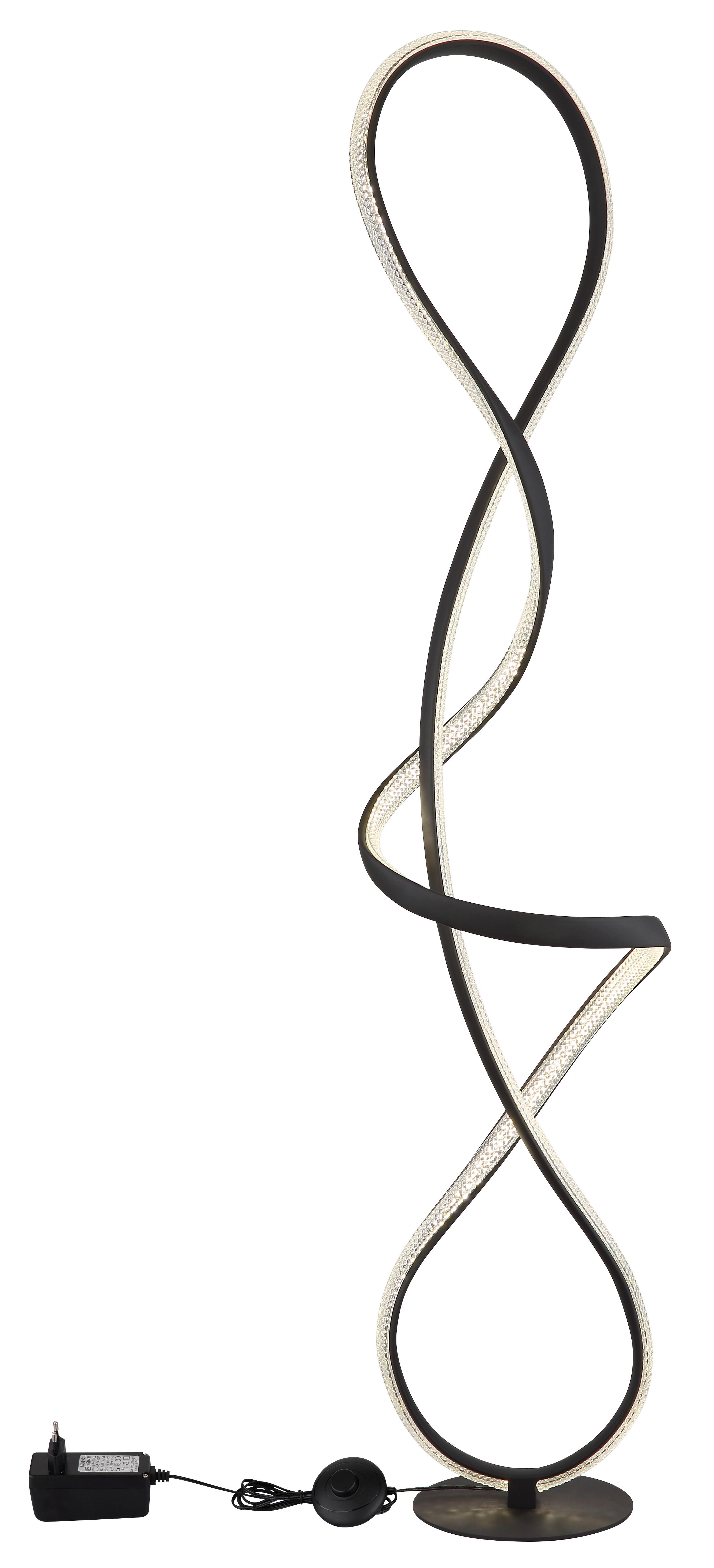 LED-STEHLEUCHTE 67341SS SWIRL - Klar/Schwarz, Design, Kunststoff/Metall (26/20/132,5cm) - Globo