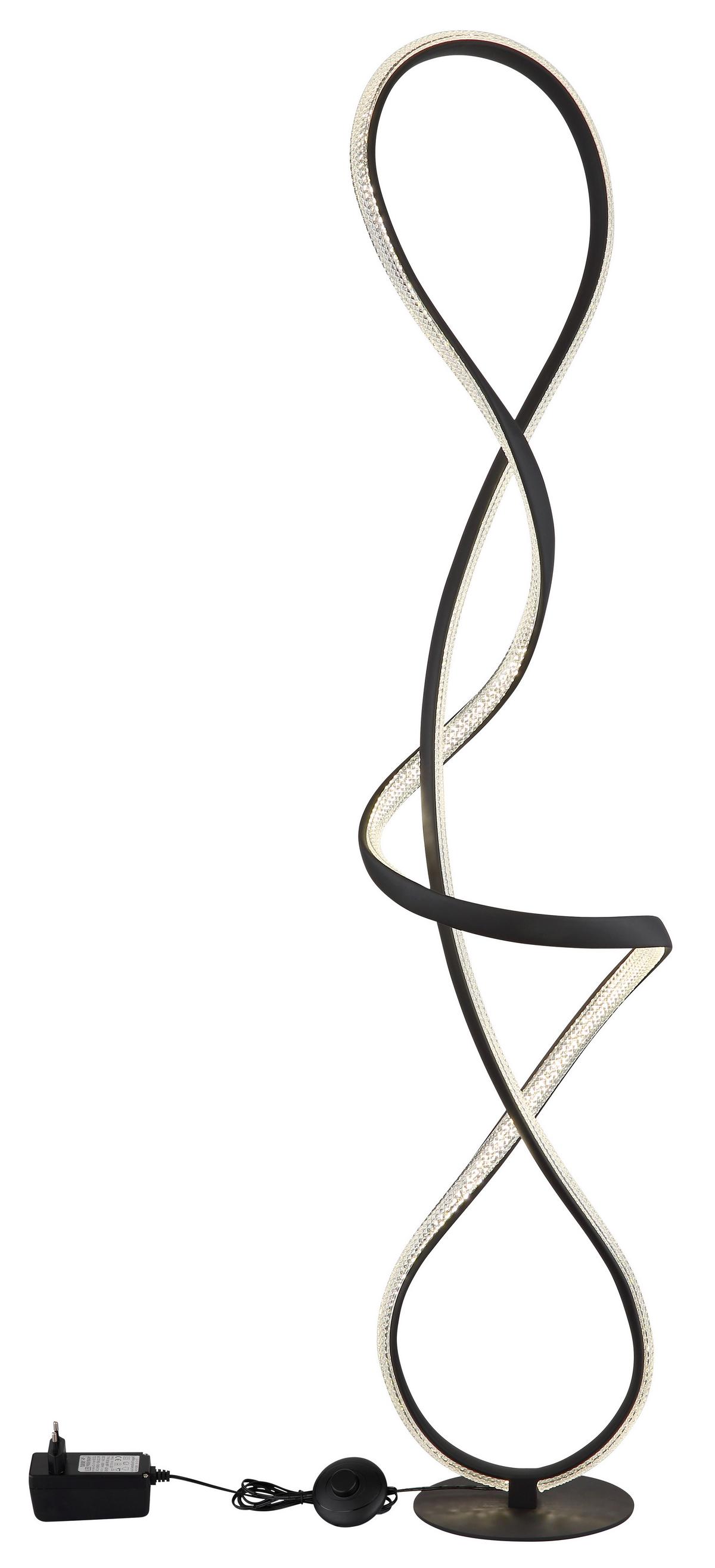 Led Állólámpa 67341ss Swirl - fekete/átlátszó, Design, műanyag/fém (26/20/132,5cm) - Globo