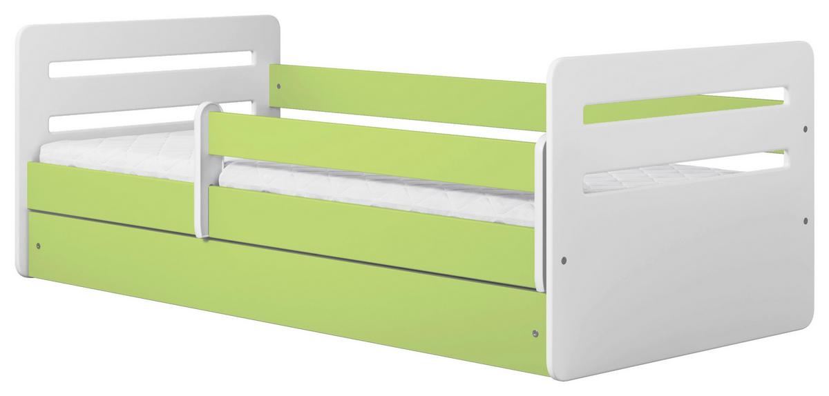 Otroška Postelja Tomi, Bela, Zelena, 80x140cm - zelena/bela, Moderno, tekstil/leseni material (80/140cm) - MID.YOU