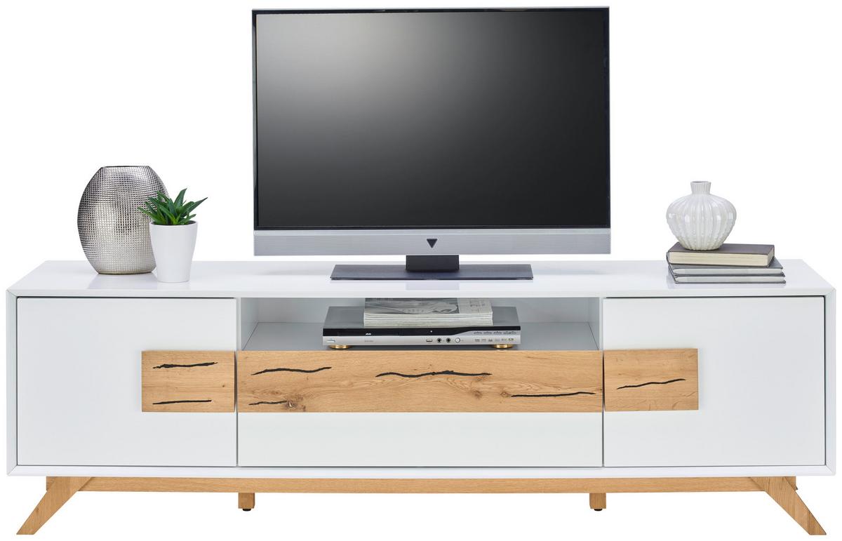 SZAFKA RTV MOOVE - kolor dębowy/biały, Design, materiał drewnopochodny/drewno (178/53,6/40cm) - Xora