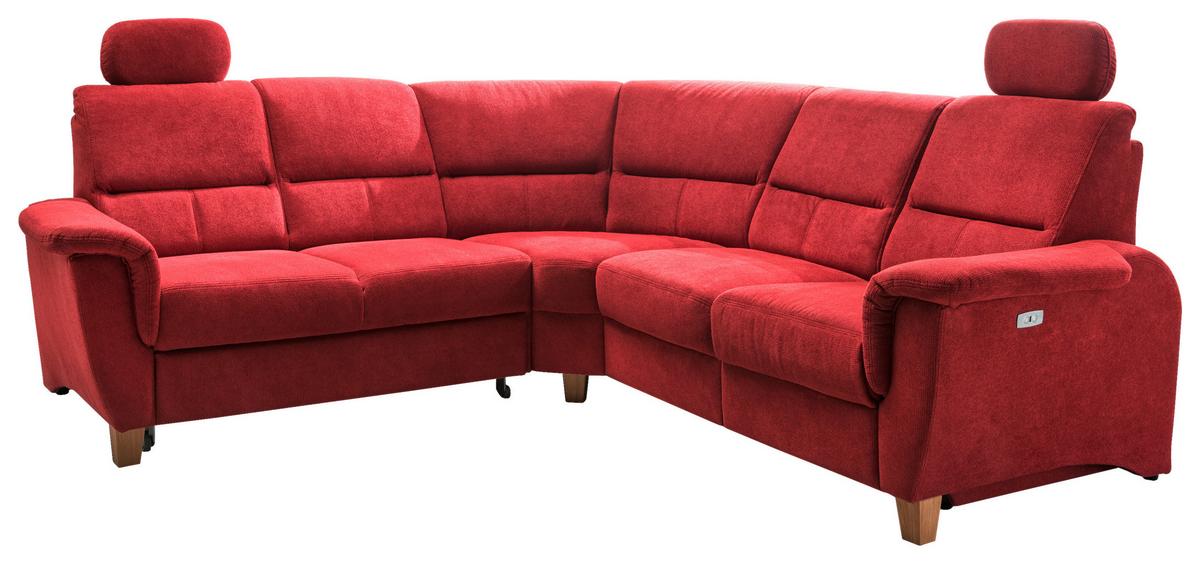 Ecksofa Parole Rot Struktur + USB-Anschluss - Wildeiche/Rot, KONVENTIONELL, Holz/Textil (238/241cm) - Livetastic