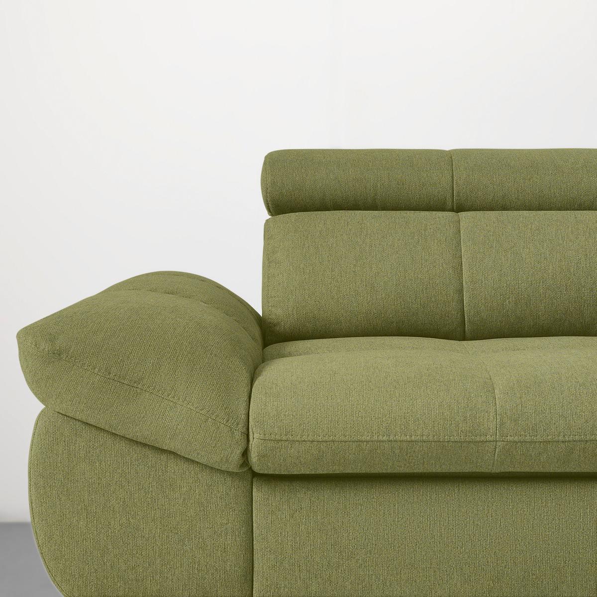 Wohnlandschaft Alberto Olivgrün - Schwarz/Olivgrün, MODERN, Textil/Metall (296/201cm) - Mömax