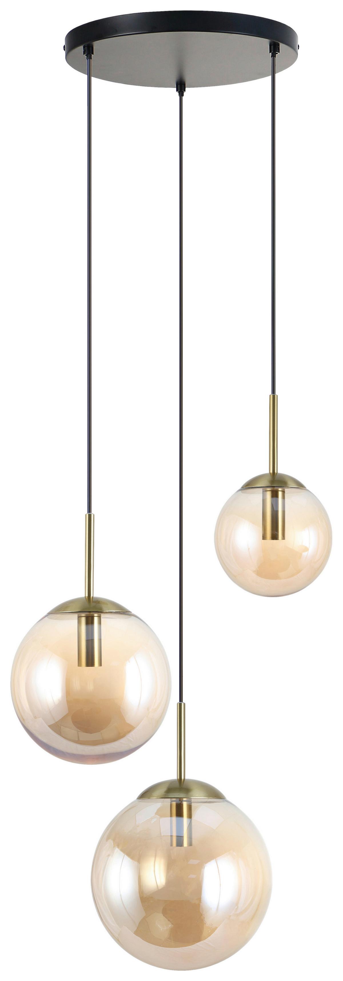 LAMPA WISZĄCA MARA - kolor bursztynowy/czarny, Trend, metal/szkło (46/40/120cm) - Novel