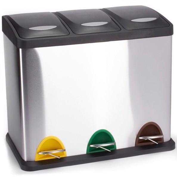 Treteimer 100353 - Silberfarben/Schwarz, Basics, Kunststoff/Metall (46/26,5/39,5cm)