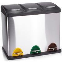 Treteimer 100353 - Silberfarben/Schwarz, Basics, Kunststoff/Metall (46/26,5/39,5cm)