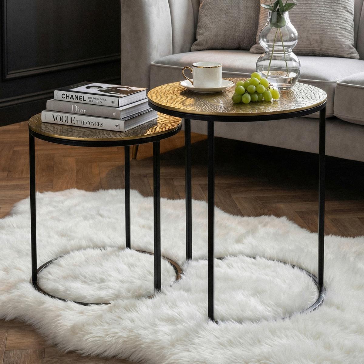 Satztisch Wl7.348 - Goldfarben/Schwarz, Design, Metall (40/40/48cm) - Livetastic