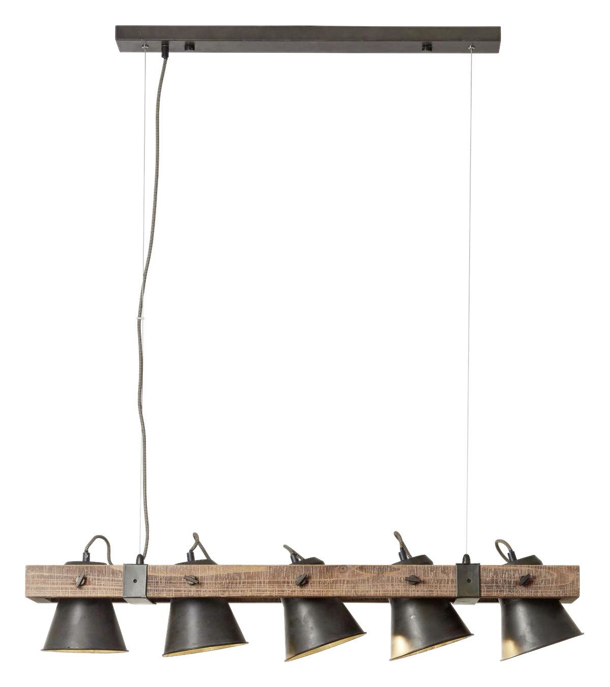 Hängeleuchte Plow Schwarz max. 10 Watt - Schwarz, Natur, Holz/Metall (95/20/115cm) - Brilliant