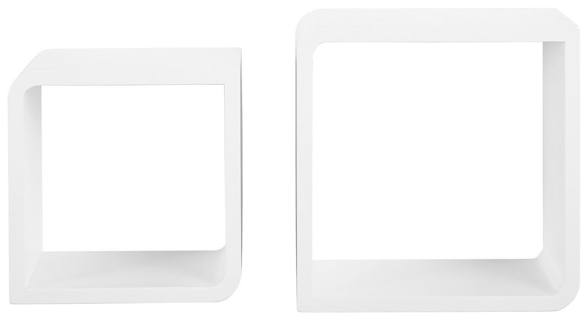 ZESTAW REGAŁÓW ŚCIENNYCH DUO - biały, Basics, materiał drewnopochodny (23-28/23-28/15cm) - Xora