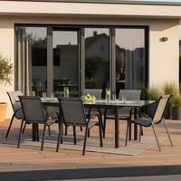 GARTENSET AMALFI - Graphitfarben/Grau, MODERN, Textil/Metall - Gardenson