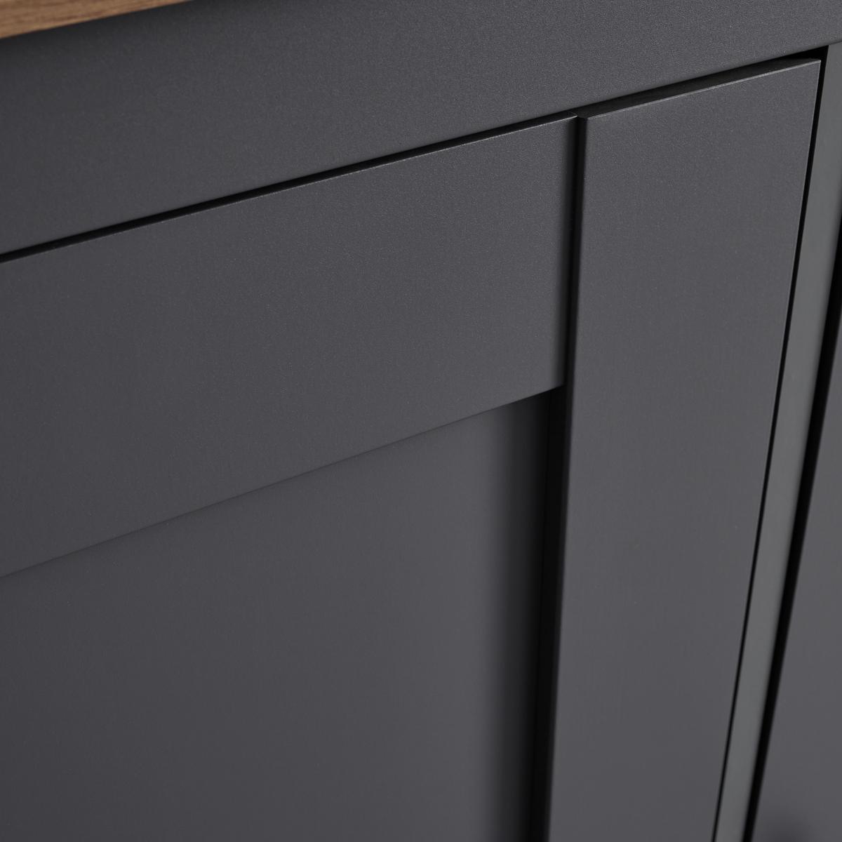 Sideboard Claudio Dunkelgrau/Eiche MDF - Dunkelgrau/Schwarz, MODERN, Glas/Holz (186/126/44cm) - Bessagi Home