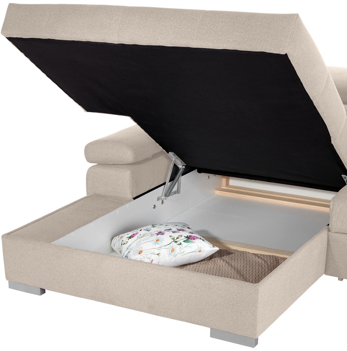 Kutna Garnitura Perry - srebrne boje/bež, Design, tekstil/drvo (183/292cm) - Modern Living