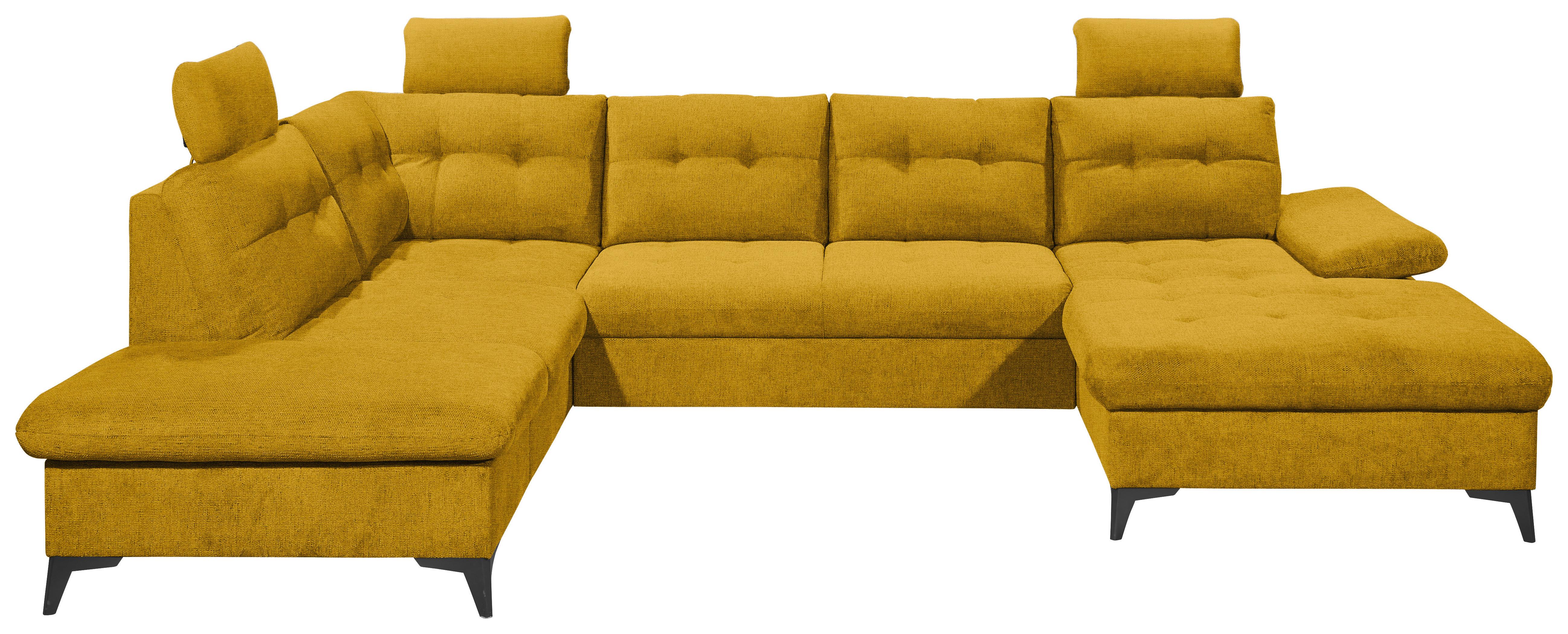 Wohnlandschaft Durban U ca. 218x324x170 cm Gelb - Gelb/Schwarz, KONVENTIONELL, Kunststoff/Textil (218/324/170cm) - MID.YOU