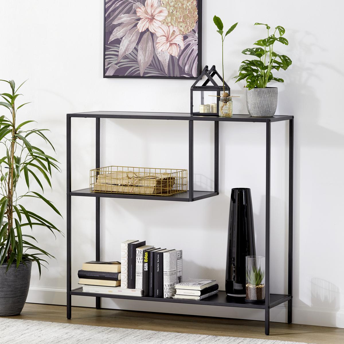 Regal in Schwarz - Schwarz, MODERN, Holzwerkstoff/Metall (100/96/33cm) - Mömax