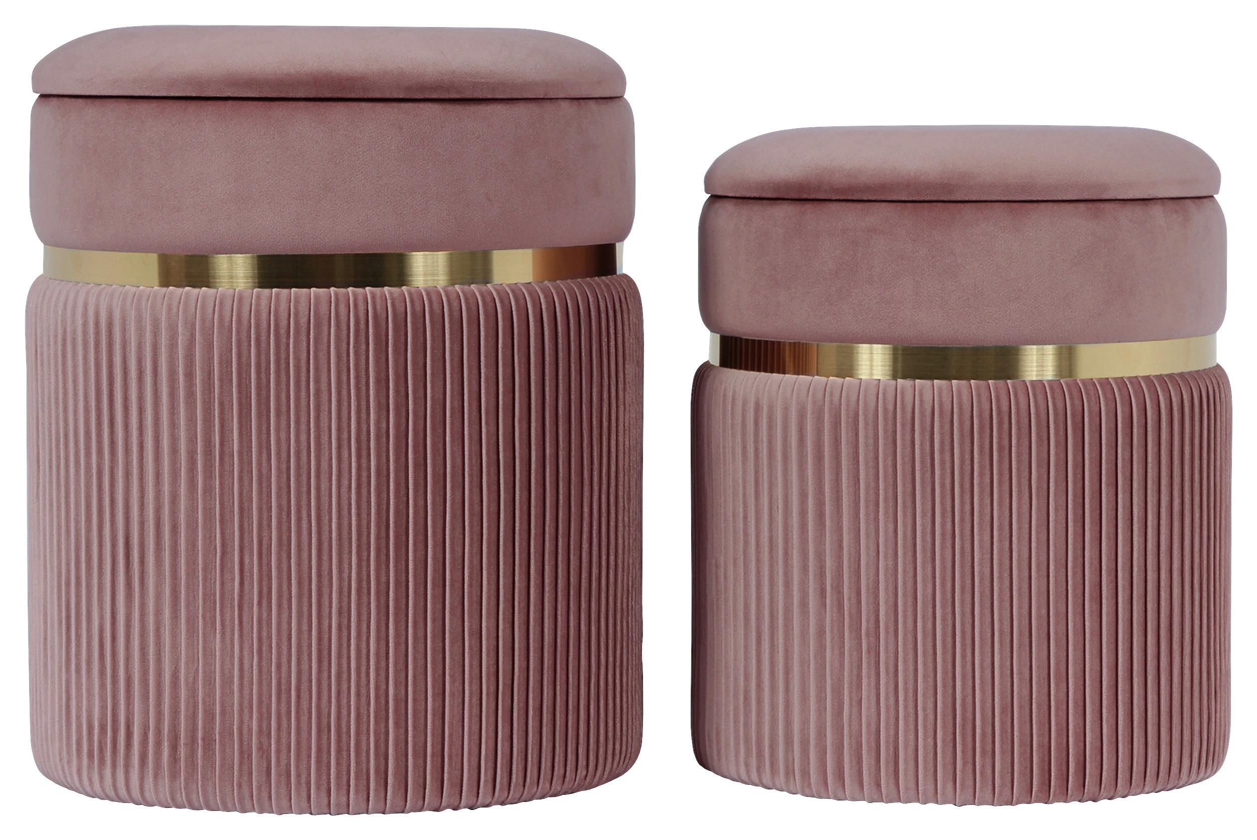 HOCKERSET ZORA 325 - Goldfarben/Altrosa, Konventionell, Kunststoff/Textil (31,5/36/38/44/31,5/36cm) - Kayoom