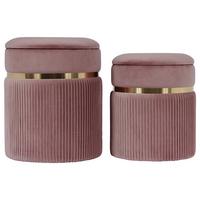 HOCKERSET ZORA 325 - Goldfarben/Altrosa, Konventionell, Kunststoff/Textil (31,5/36/38/44/31,5/36cm) - Kayoom