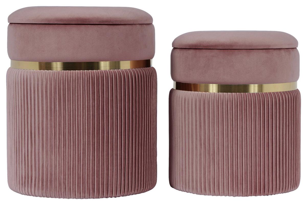 HOCKERSET ZORA 325 - Goldfarben/Altrosa, Konventionell, Kunststoff/Textil (31,5/36/38/44/31,5/36cm) - Kayoom