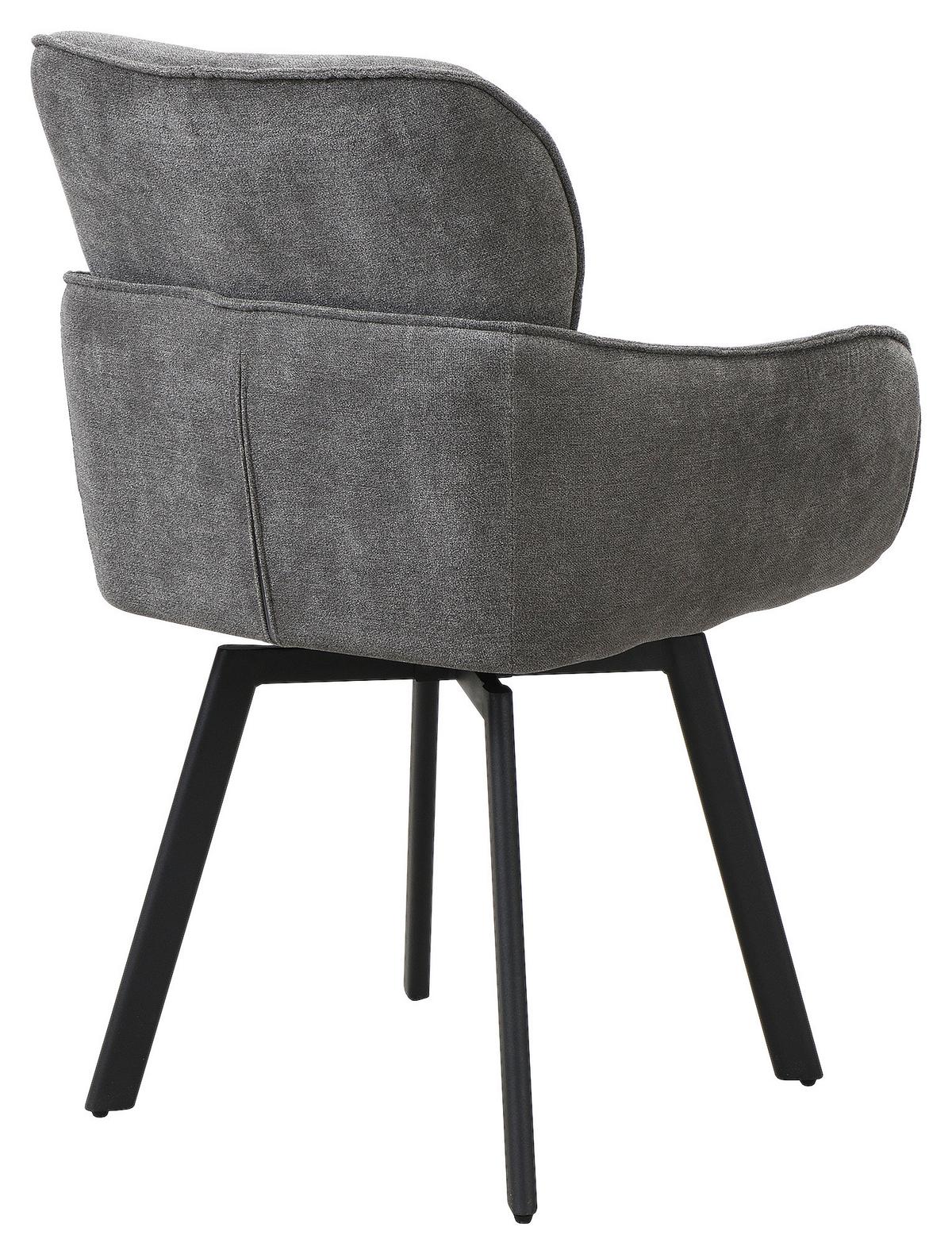STUHL-SET RICO - Dunkelgrau/Schwarz, MODERN, Textil/Metall (61/90/63cm) - MID.YOU