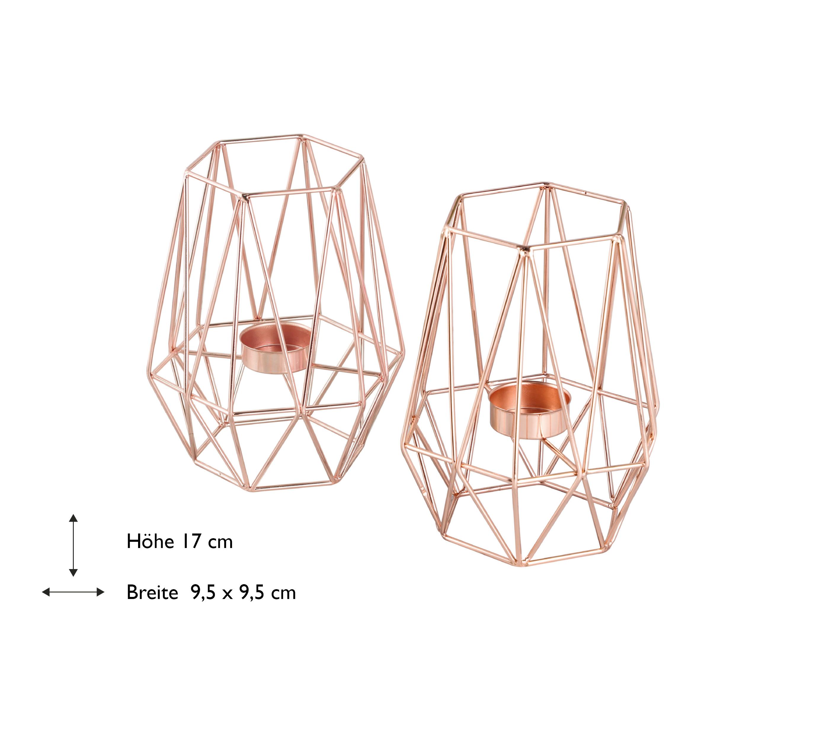Teelichthalter-Set Rosegold, 2 Stk. - Roségold, Basics, Metall (9,5cm) - Echtwerk