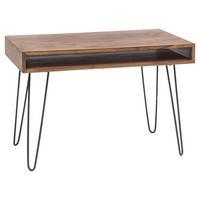 Schreibtisch "Bagli", aus Sheesham - Sheeshamfarben/Schwarz, Design, Holz/Metall (110/60/76cm) - MID.YOU