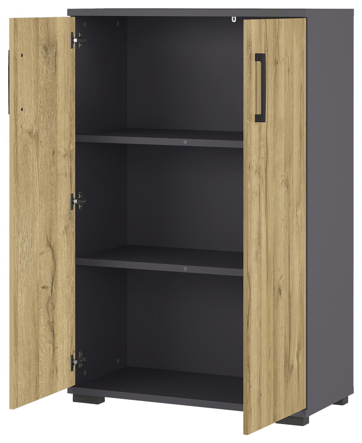 AKTENSCHRANK GW-PROFI 2.0 - Eichefarben/Graphitfarben, KONVENTIONELL, Holzwerkstoff (80/123/40cm) - Germania